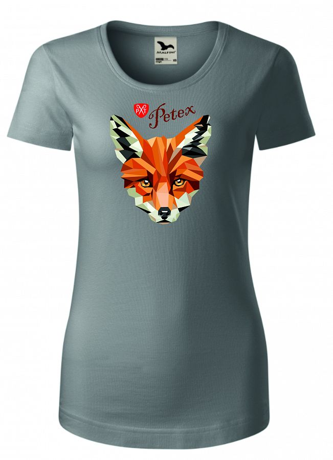 Dámské myslivecké tričko s liškou PXT CREATIVE 172 starostříbrná vel. XL  - Obrázek